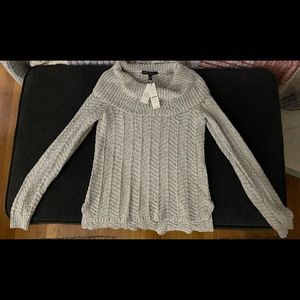 White House Black market silver gray Cowl neck sweater. Medium. Nwt